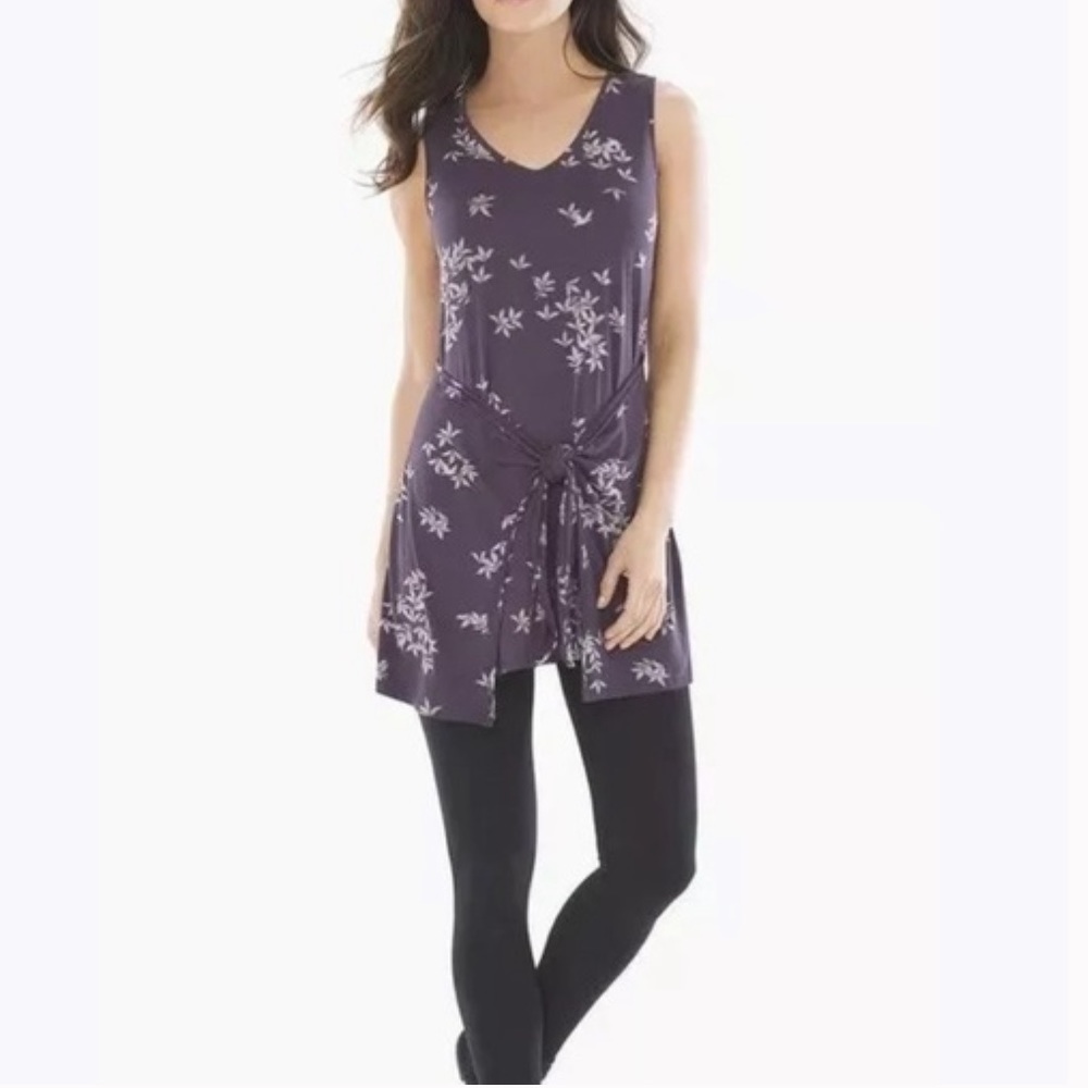 Soma Soft Jersey Tie Front Floral Tunic Size Medium